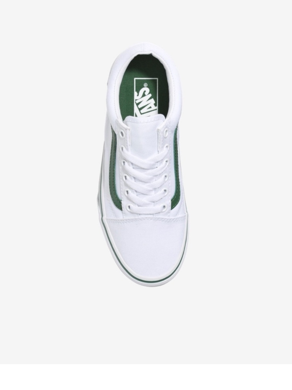 Vans White Low-Top Platform Sneakers with Green Stripe - Picture 4 of 10